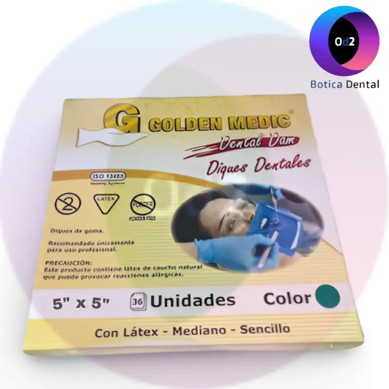Diques Dentales Verdes 5"x5" (Látex) - GOLDEN MIX